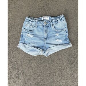 Wax Jean Collection Distressed Light Wash Cuffed Denim Shorts Size S 90233